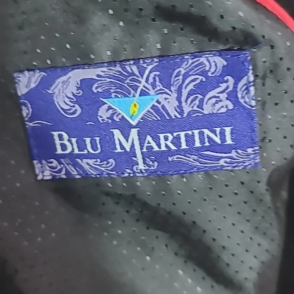 Blu Martini 2 Button Grafitti Back Blazer Sz.L